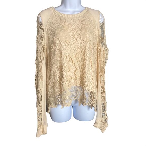 Free People Pretty Rad Crochet Pullover Size S - Picture 2 of 9